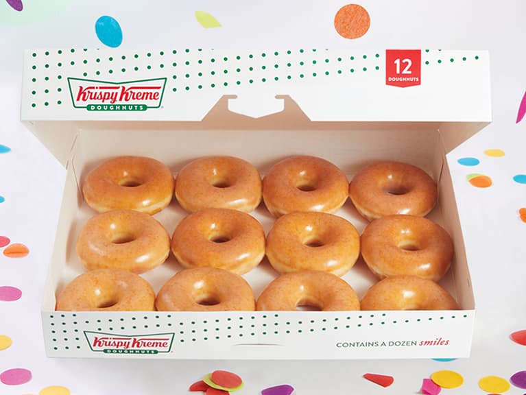 dozen of our iconic Original Glazed® doughnuts for $15