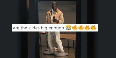 Kanye West Knows You're Joking About His Yeezy Slides But He Doesn't GAF