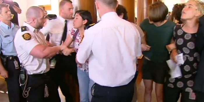 Pro-Refugee Advocates Super Glue Their Hands To Railings At Parliament House In A Protest That Suspended Question Time 