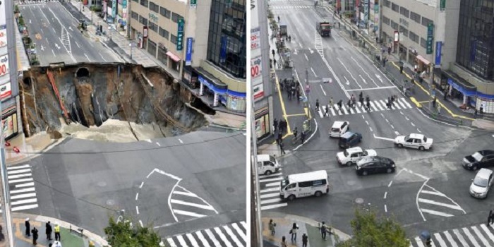 Meanwhile In Japan: This Giant Sinkhole Was Repaired In A Week