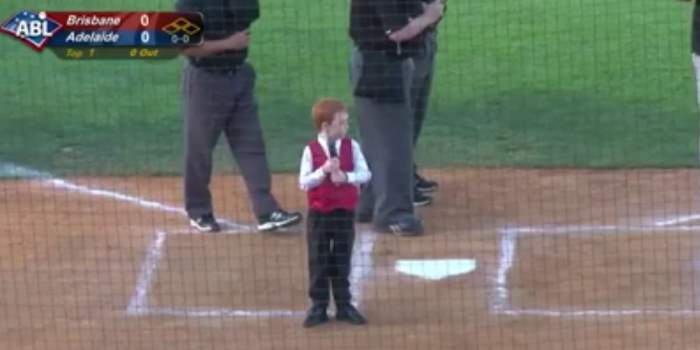 Tiny Australian Hero Sings Australian Anthem Despite Having Real Bad Hiccups