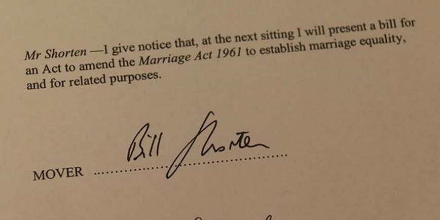 Opposition Leader Bill Shorten To Introduce Marriage Equality Bill On Monday