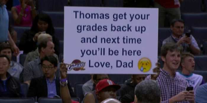 Student Trolled By Dad at NBA Game for Having Bad Grades