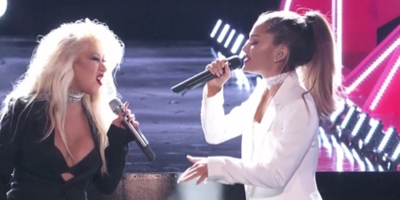 Ariana Grande Steps In For Whitney's Hologram To Duet With Christina On "The Voice" Finale