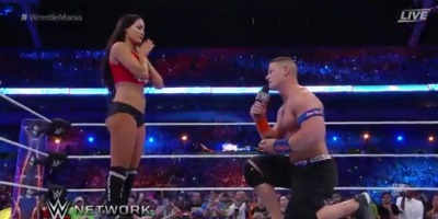 John Cena Proposed to Nikki Bella at WrestleMania and It Was Beautiful/Sweaty