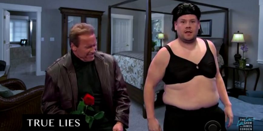 Watch Arnie Re-Enact 17 Classic Movies With James Corden