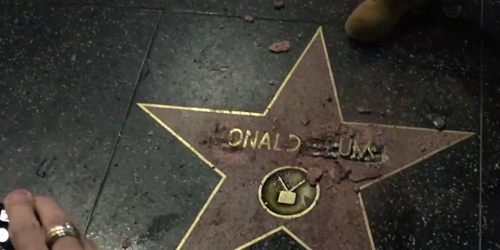 Someone Literally Took A Sledgehammer To Trump's Hollywood Walk Of Fame Star