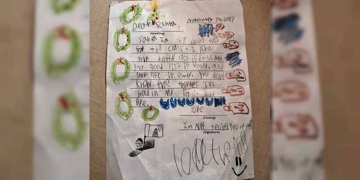 Behold: The World's Most Nihilistic Santa Letter Was Written By a Six-Yr-Old