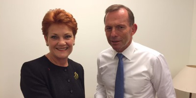 Watch Pauline Hanson And Tony Abbott Have A Very Natural Conversation For Some Reason