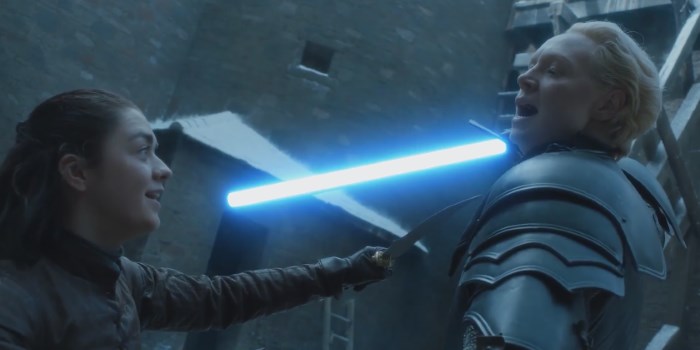 You Can Now Watch “Game of Thrones” Champs Arya and Brienne Duel with Lightsabers