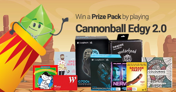 Win a Prize Pack valued at $263 by playing Cannonball Edgy 2.0