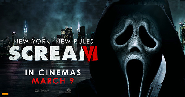 Win 1 of 5 SCREAM VI Ultimate movie packs which includes an exclusive hoodie and a double movie pass
