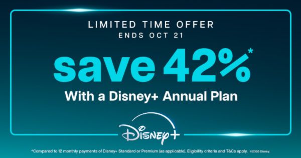 Disney+ Deal · Save 42% with a Disney+ Annual Plan*