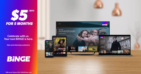 Binge Deal · Get BINGE for 50% off a month for 5 months 